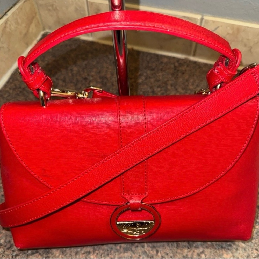 Versace Collection Red leather Crossbody Bag with COA